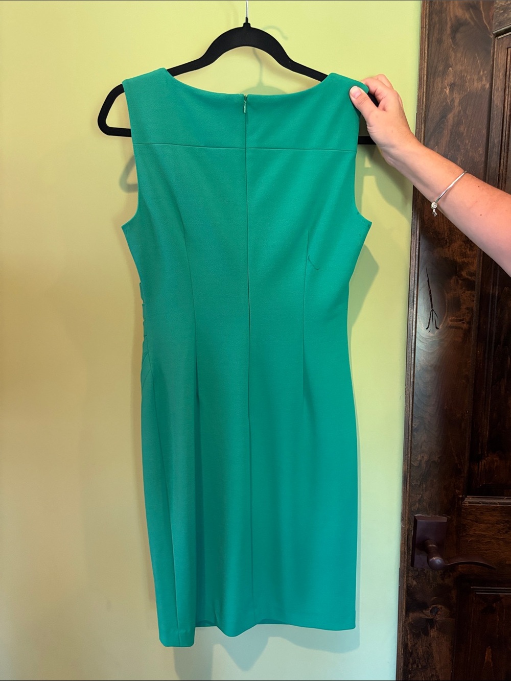 Calvin Klein Teal Sheath Midi Dress with Sculpted Pleats - Picture 2 of 3